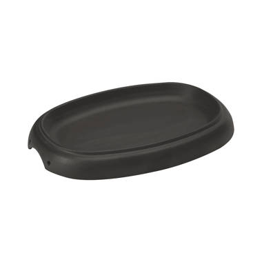 Lava Enameled Cast Iron Serving Dish 8 inch-Round with Beechwood Service Platter, Size: W:10,07 Large:13,62 H:1,96, Black