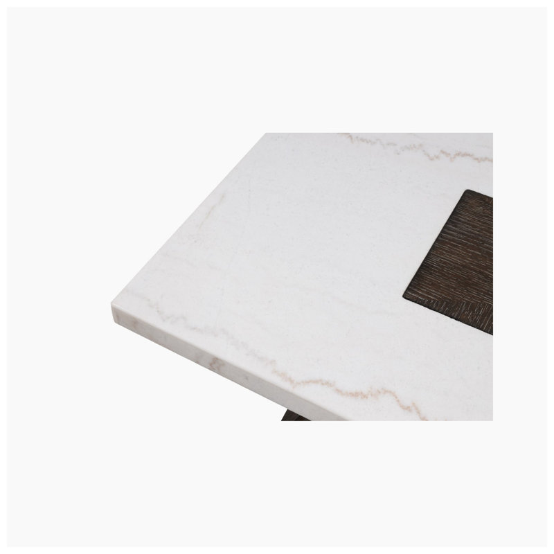 Table d'appoint carrée Grasten 22 po L x 22 po P x 24,5 po H en marbre véritable et bois d'hévéa massif