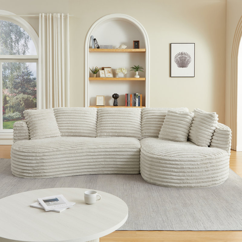 Modern Curved Lshape Luxury Sectional Oversized Sofa: Minimalist Design, Comfy Sleeper Couch For Living Room, Apartment & Reception Spaces,No Assembly Required