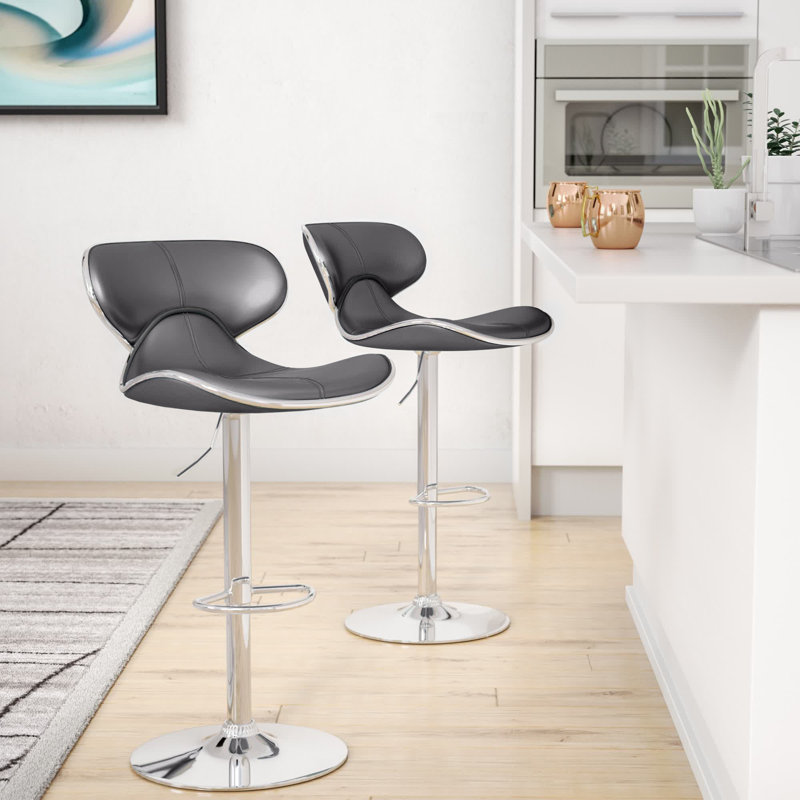 Leopoldo Swivel Upholstered Adjustable with Metal Frame, Dark Gray