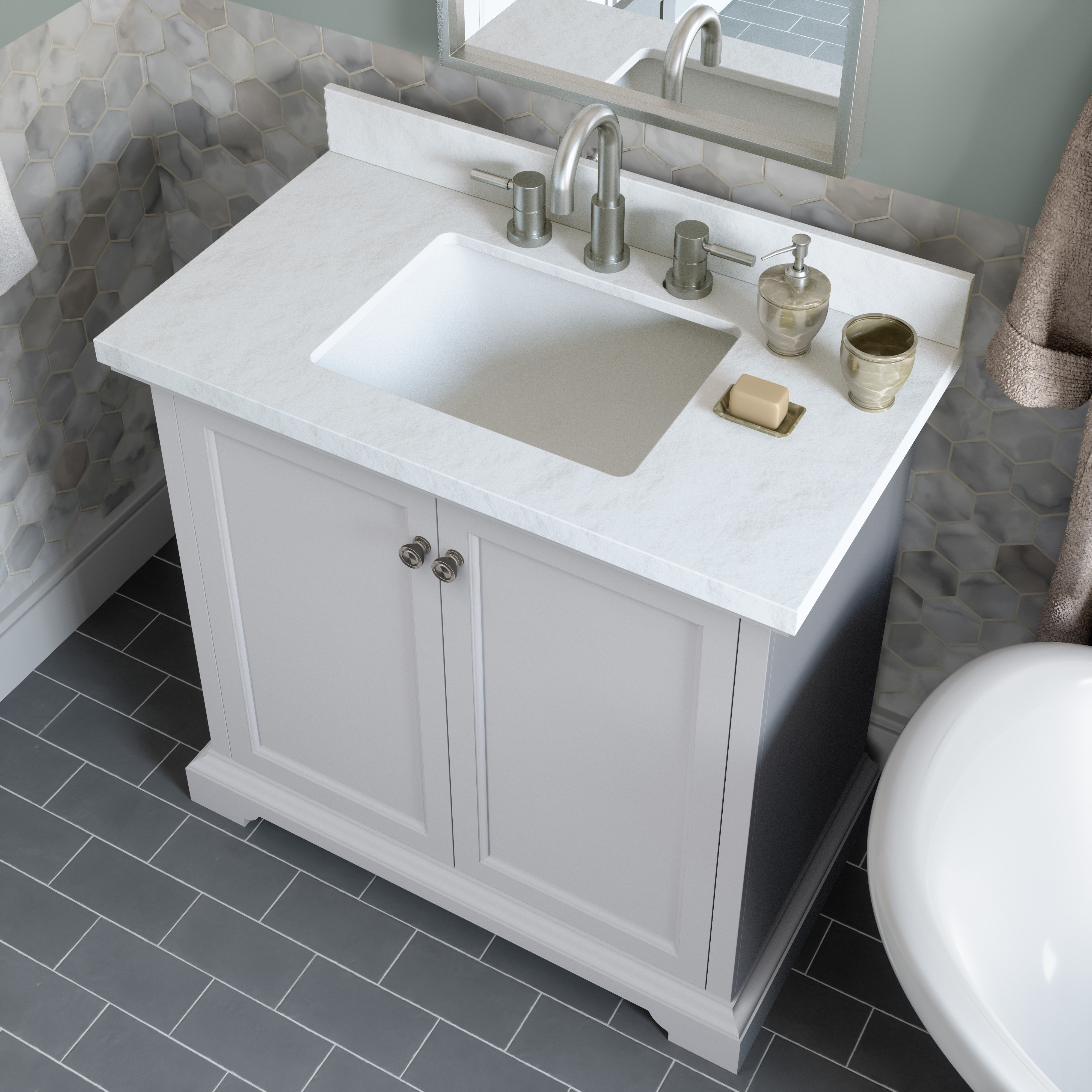 Antorio 48 Single Bathroom Vanity Set Lark Manor Base Finish: Premium Dark Oak, Hardware Finish: Oil Rubbed Bronze