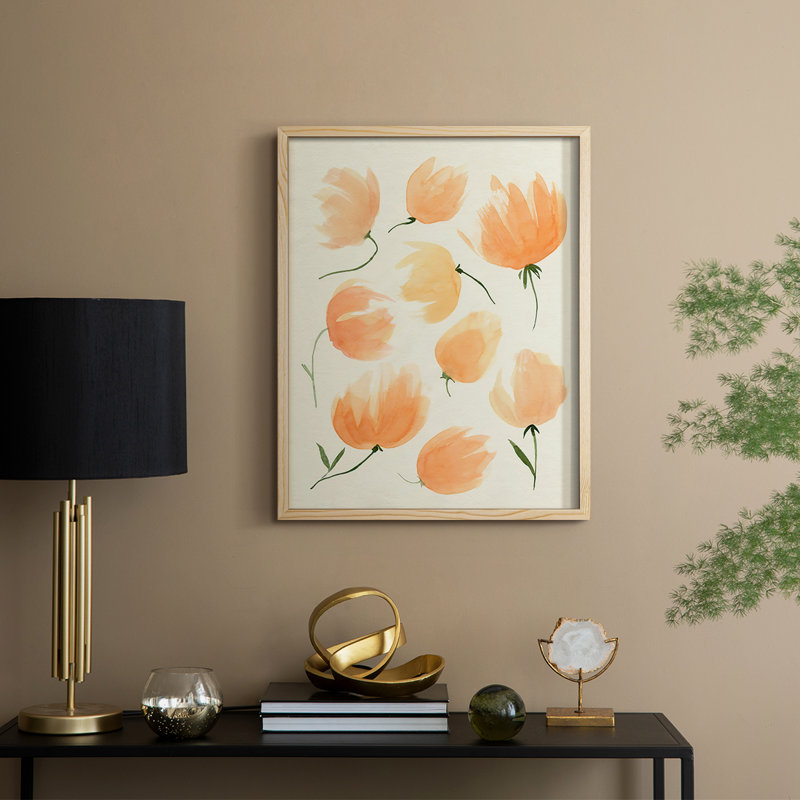 FallenFlowers II, reproduction encadrée - bois massif, H 11 po x l 9 po