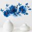 Autocollants muraux fleurs bleues, pivoines autocollantes