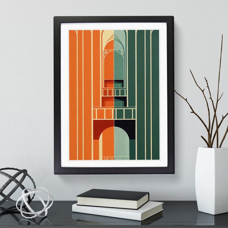 Art Deco Architecture No.4 - Single Picture Frame Print, Black Framed, 64cm H x 46cm W x 2cm D