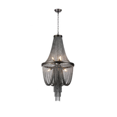 6-light Empire Graphite Tassel Chains Chandelier