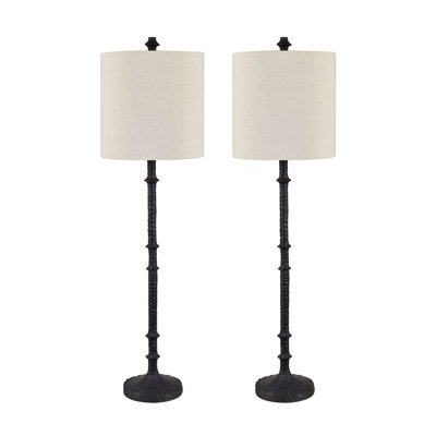 39.25"H Resin Buffet Lamp With Linen Shade