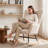 Rocking Chair, Teddy Upholstered Glider Accent Chair with High Backrest, Rocker Armchair with Side Pocket-1136162940