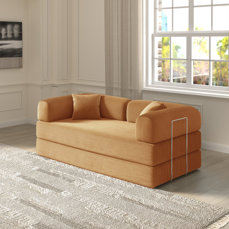 Jordan 78.4''Foldable Three Person Sofa Bed, Yellow