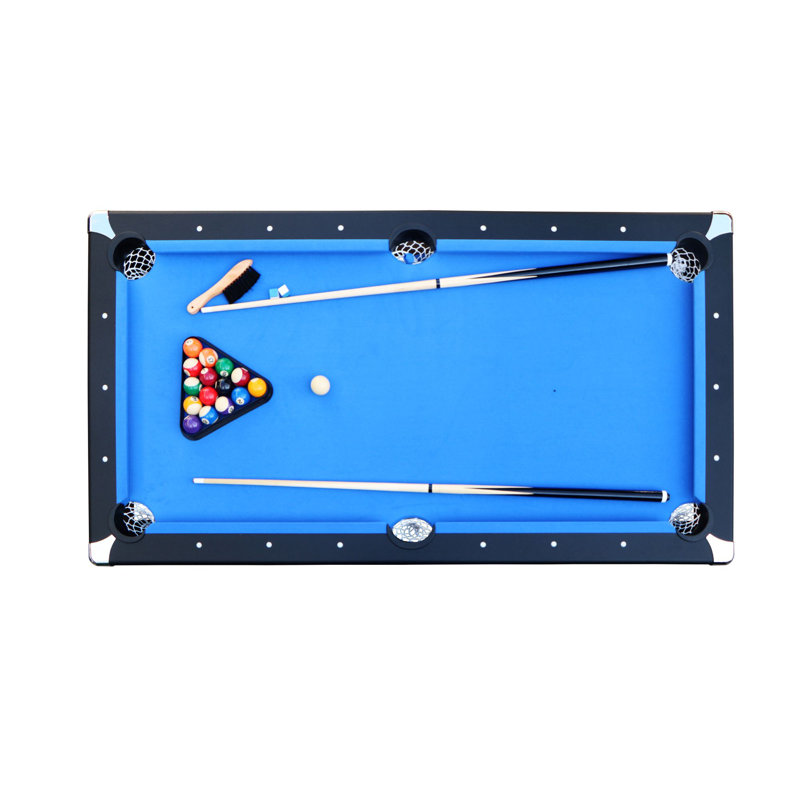 Bolton 66" Black MDF Billiard Pool Table with Blue Velvet Felt