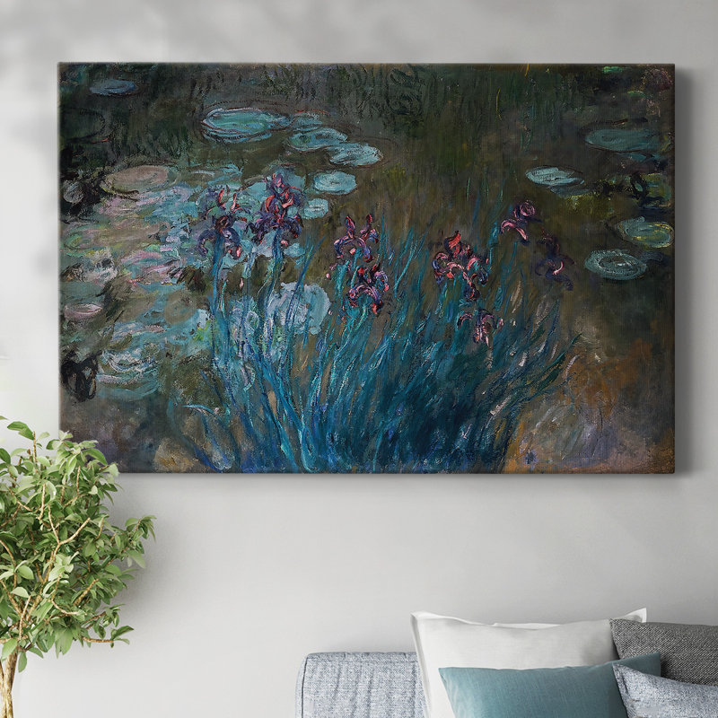 Iris et toile tendue sur toile, H 12 po x l 18 po