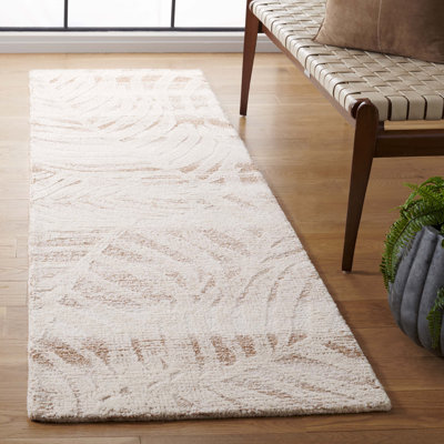 Tapis floral en laine touffeté à la main beige / ivoire Alixe