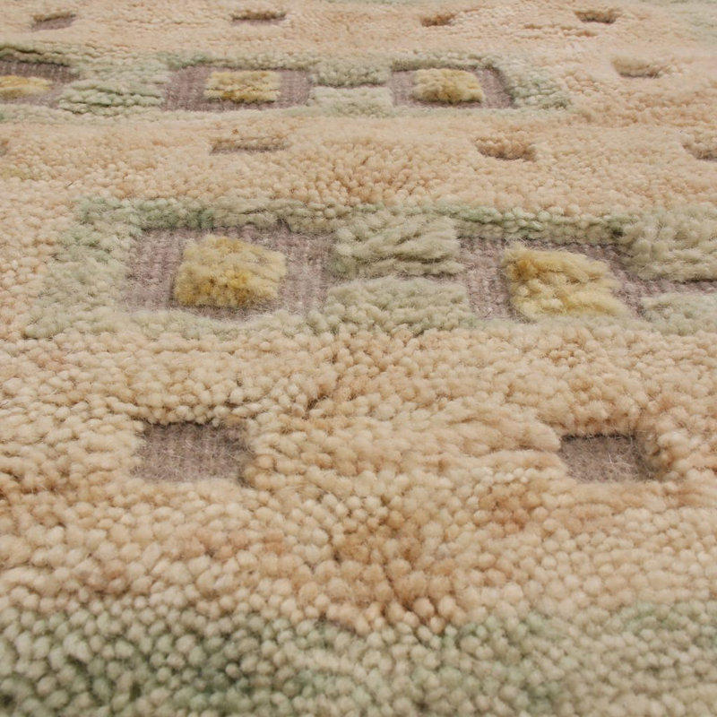 Rug & Kilim’S Scandinavian Style Rug In Green, Beige And Gold Geometric Pattern, Rectangle 8' x 10'
