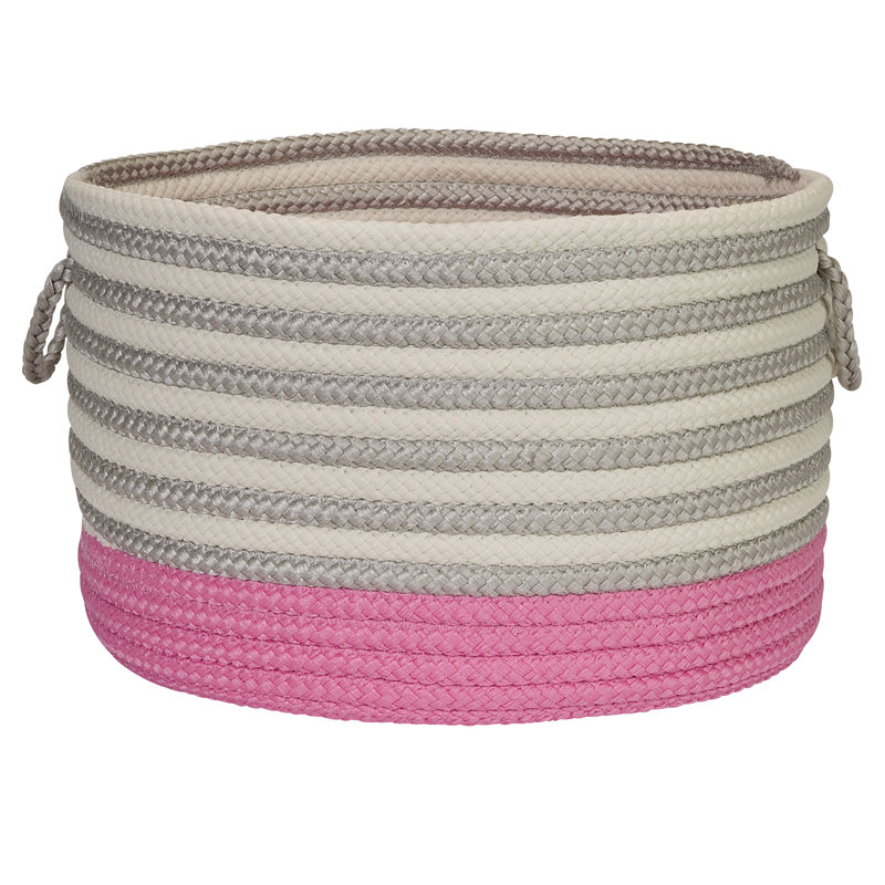 Panier de rangement rond ligné Chloe, Bleu marine, H 12 po x l 18 po x P 18 po