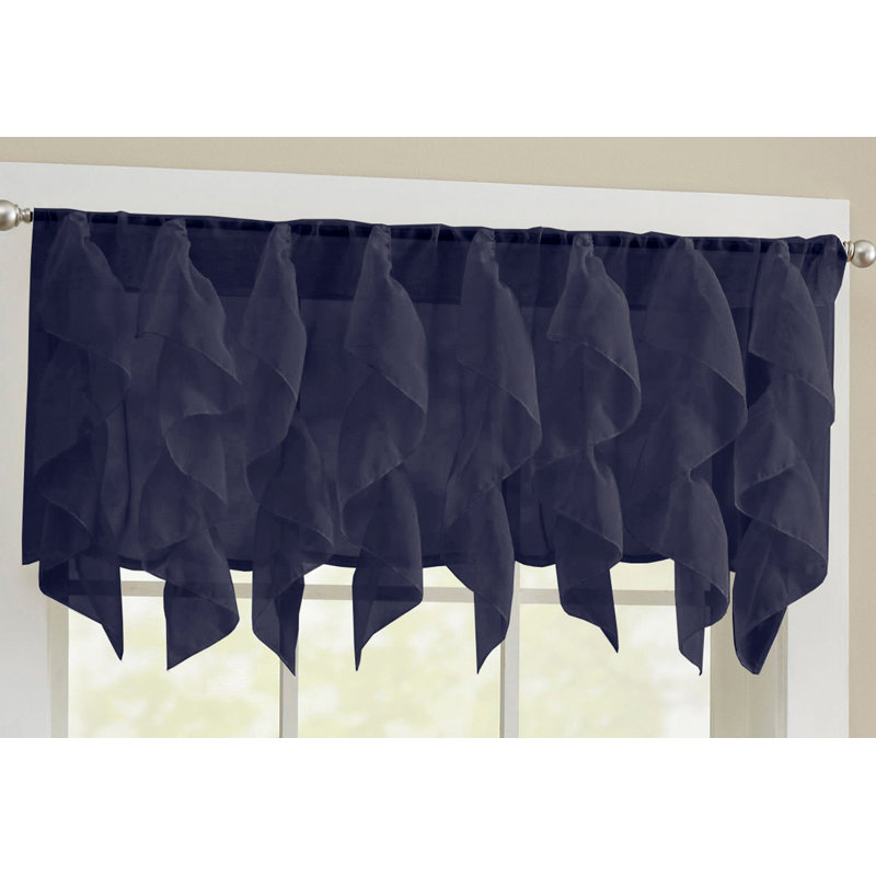Alonza Ruffled Window Valance, Navy