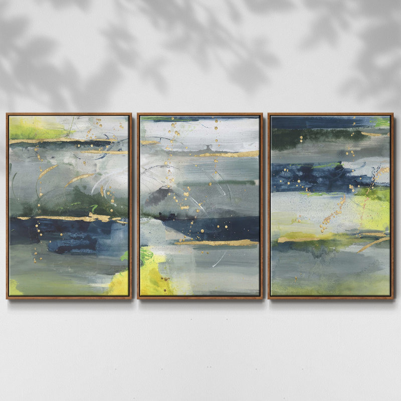 Ensemble de 3 pièces encadrées sur toile Coming Ashore II, Noyer, H 36 po x l 72 po