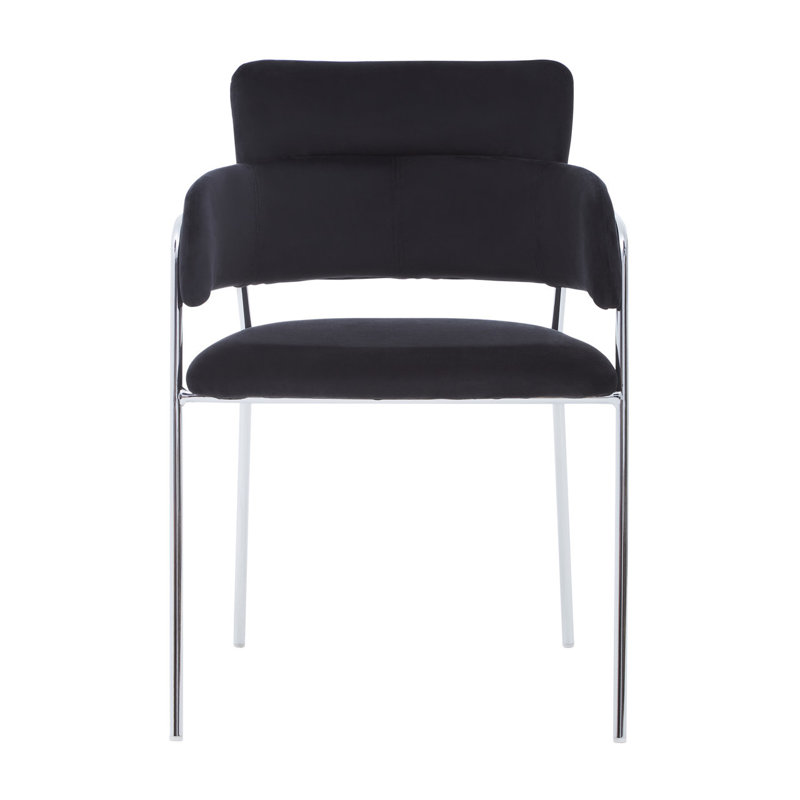 Elsberry 46cm H Velvet Upholstered Armchair, Black, Silver