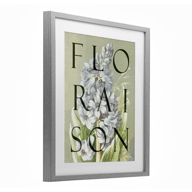«Blooming French Flower», reproduction encadrée sous verre, design par Lil 'Rue, H 21 po x l 17 po, Cadre de ferme gris