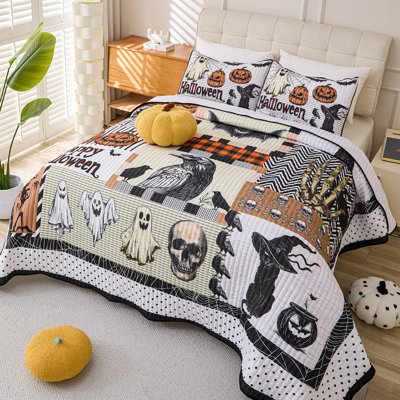Ensemble de courtepointe 3 pièces Halloween Patchwork