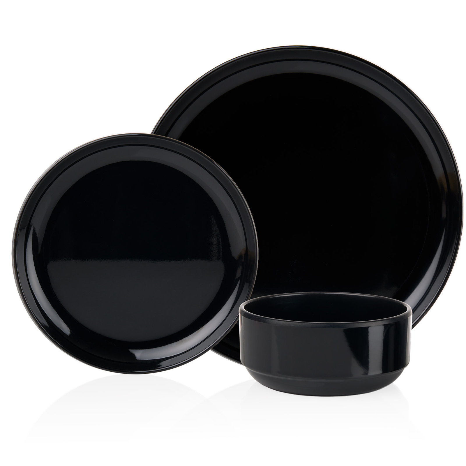 Marbella Melamine Stacking Dinner Plate, Black