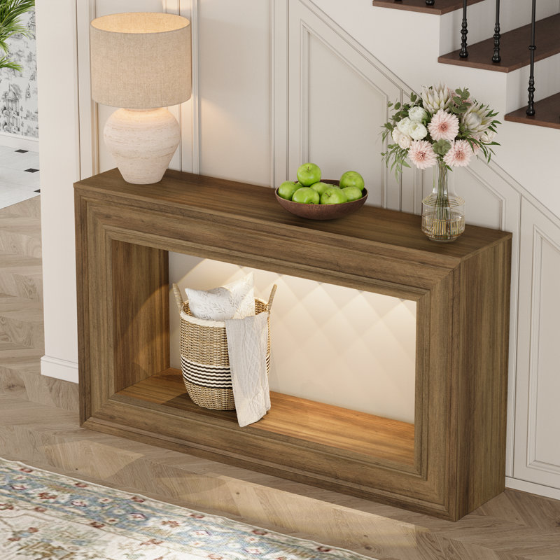 Console de 55 po avec éclairage à DEL, tables d'entrée en bois, tables de canapé, Bois