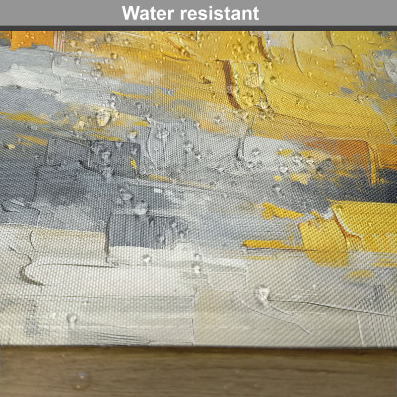 Yellow and Gray Abstract Polyester Rectangle Placemats Set of 4