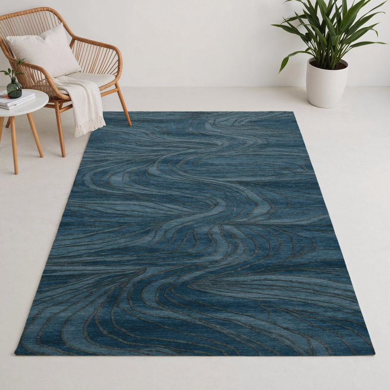 Tapis turc intérieur et extérieur bleu, Rectangle 5 pi x 7 pi