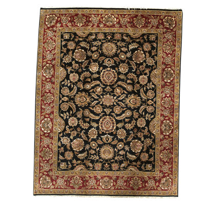 Tapis noir / rouge / brun noué à la main de haute qualité