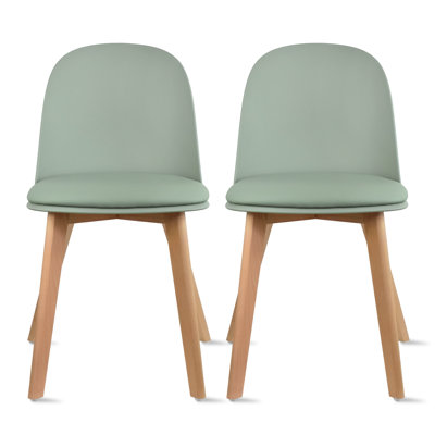 Jackqueline Modern Dining Side Chairs with Armless Faux Leather and Wooden Legs