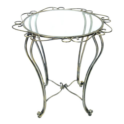 Glass Top Cross Legs End Table