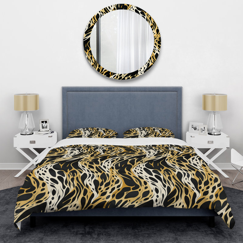 Ensemble de housse de couette abstrait orange et noir Classic Elegance Adventure I - microfibre de polyester