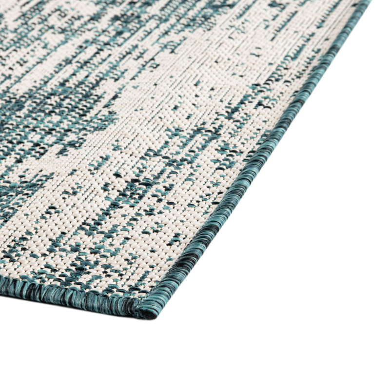 Outdoor Iris Area Rug Blue-Green Color, Runner 2' x 7'10"