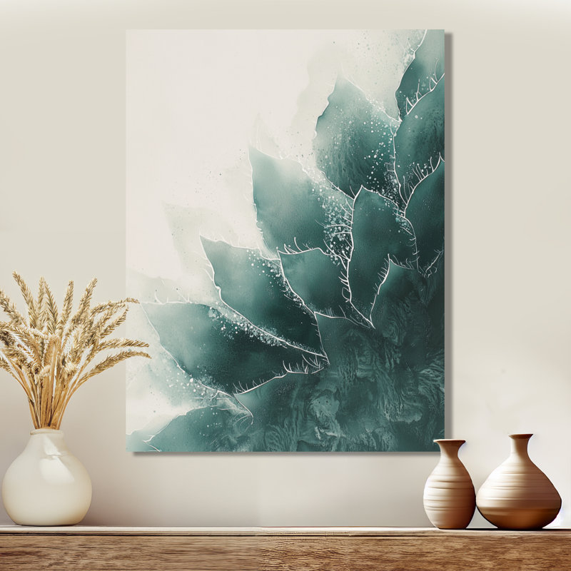Minimal Flowers of Cactus - Floral, décoration murale en métal, imprimé floral de cactus, H 32 po x l 16 po x P 0,84 po