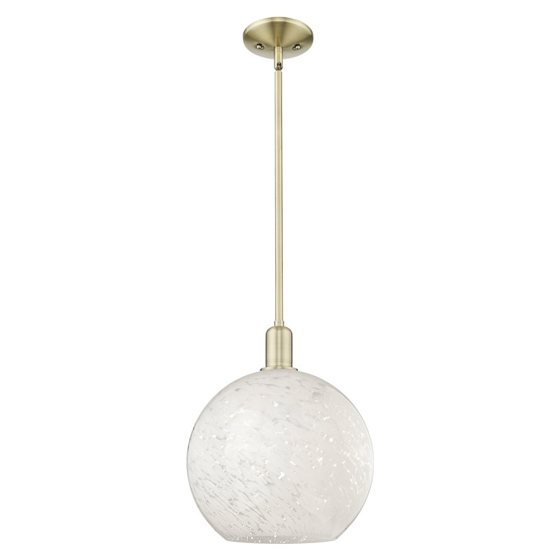 Arcadia - Mouchette blanche - Mini-luminaire suspendu avec tige 12 po 1 lumière, H 14,13 po x l 12 po x P 12 po