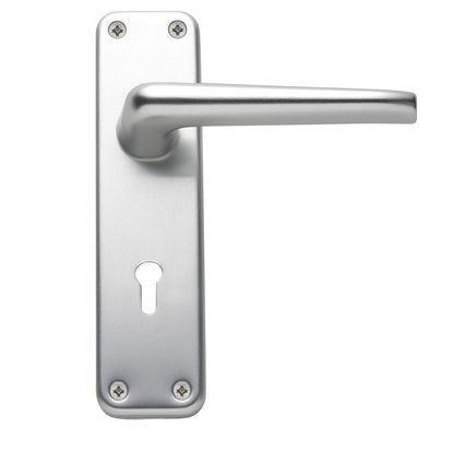  1 Pair Classic Victorian Straight Door Handles Lever Lock in Aluminium Finish with Latch