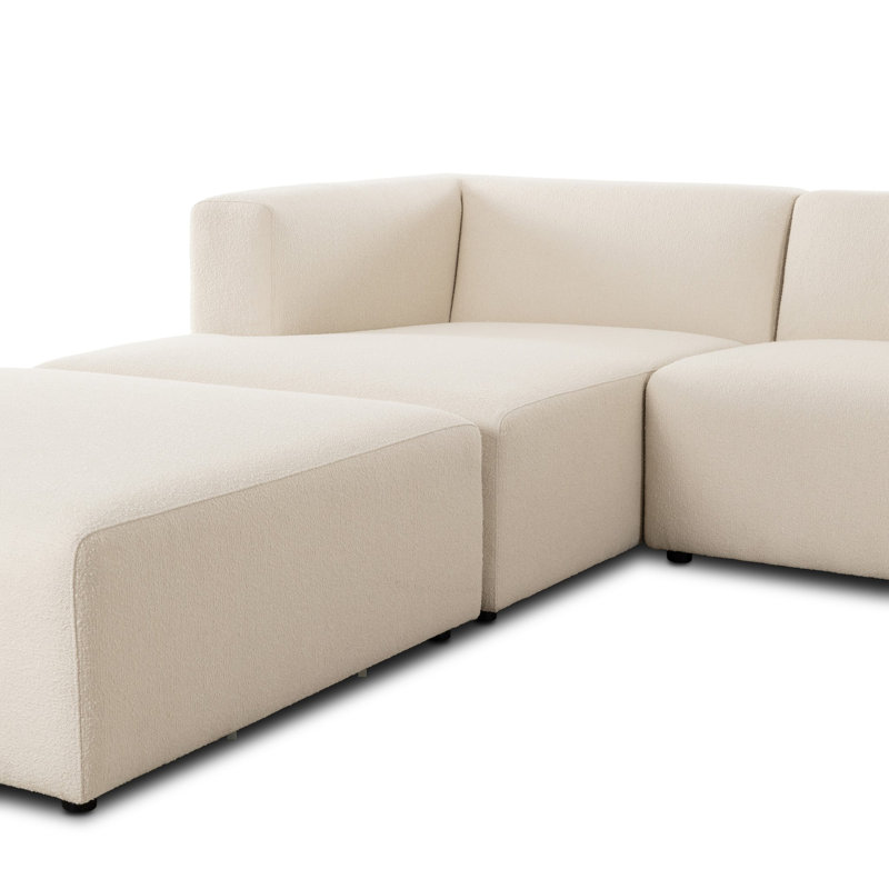 Lawndale 3PC LAF Sectional W/ Ottoman-Saxon Charcoal, Left Hand Facing, Fayette Cloud Polyester Blend