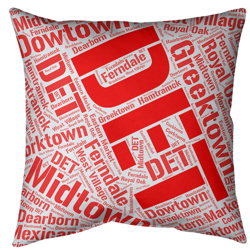 Coussin intérieur/extérieur détroit, H 18 po x l 18 po, Oui, Rouge