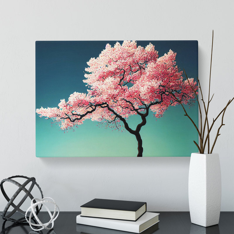 Vibrant Cherry Blossom Tree - Wrapped Canvas, 35cm H x 50cm W x 3cm D
