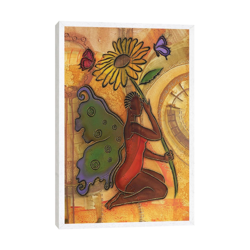 3 Butterflies by Fred Odle - Print on Canvas, 66.04 cm H x 45.72 cm W, White Framed