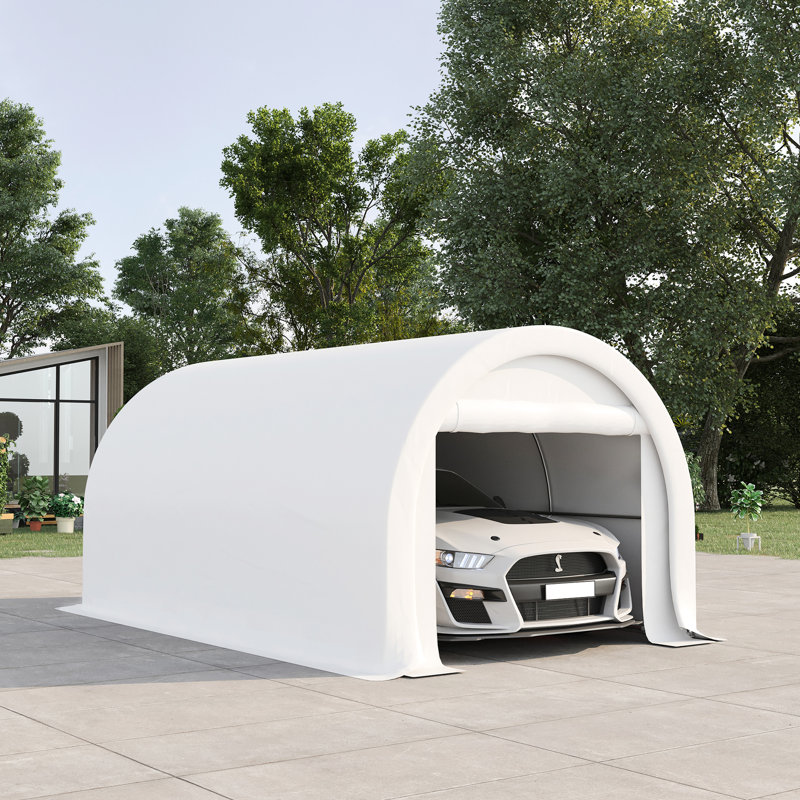 Grande porte à fermeture à glissière pour 10 pi x 16 pi - auvent pour objets multiples, structure en acier galvanisé stable, entrée pour garage blanc divers, robuste
