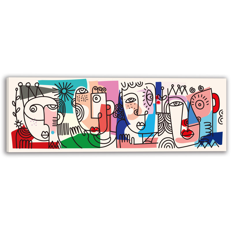 «Vibrant Abstract Face», art mural sur toile tendue, H 20 po x l 60 po