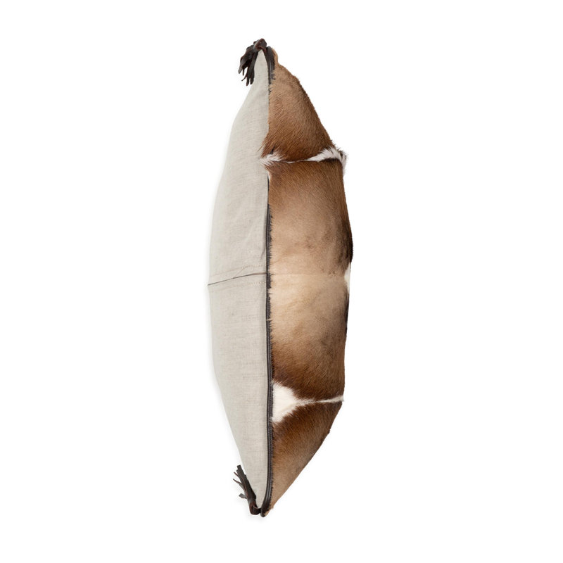 Hide Pillow w/ Leather Trim & Suede Back