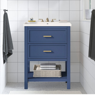 Meuble-lavabo sur pied simple 24 po avec plateau en résine Kiheem