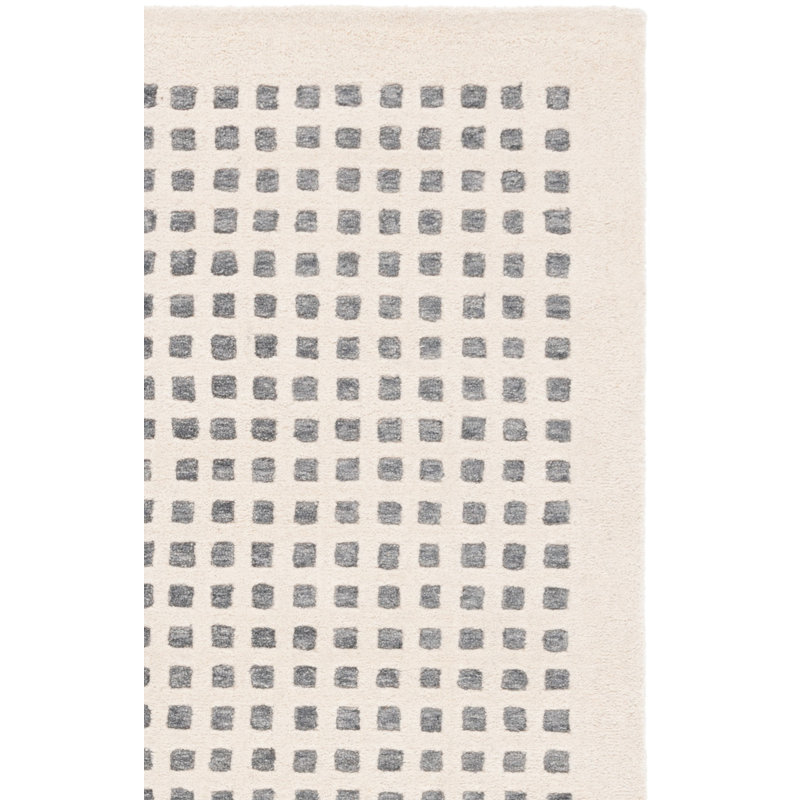 Geometric Hand Tufted Wool and Cotton Area Rug, Rectangle 5' x 8'