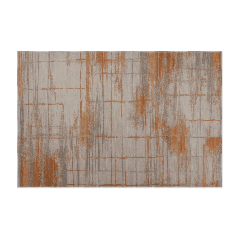 Abstract Gray Indoor and Outdoor Area Rug, Rectangle 8' x 10'