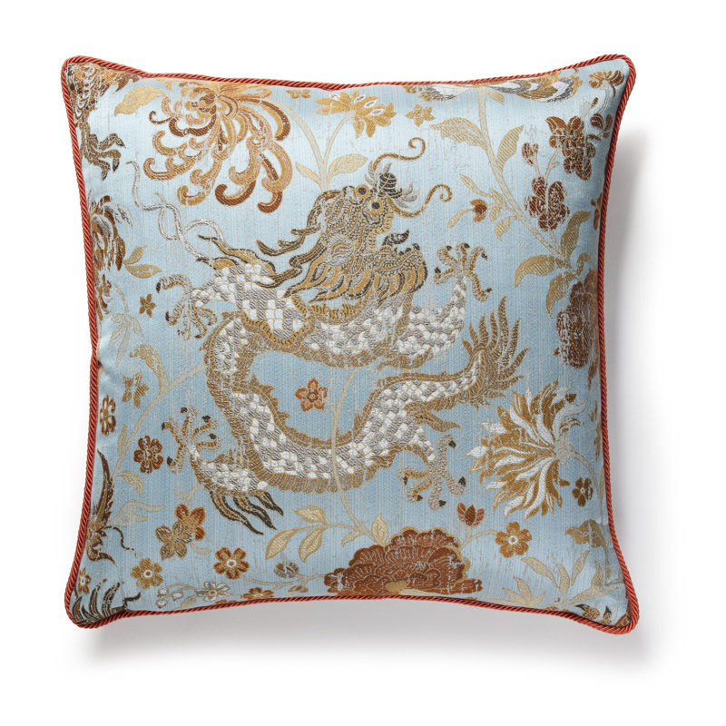 The MET x The House of Scalamandre Dragon Tableau Pillow, Copper Sky