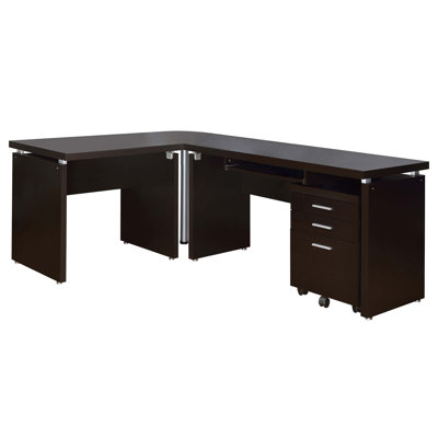 Ulloa Cappuccino L-Shape Desk With Mobile File Cabinet