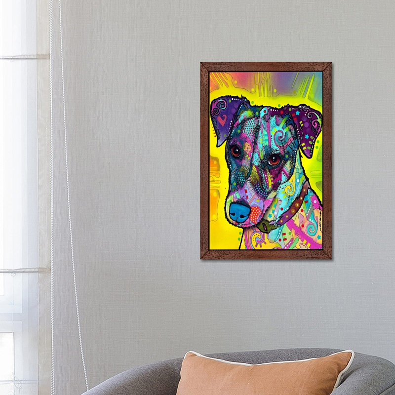 Jack Russell by Dean Russo - Print on Canvas, 66.04 cm H x 45.72 cm W, Brown Framed