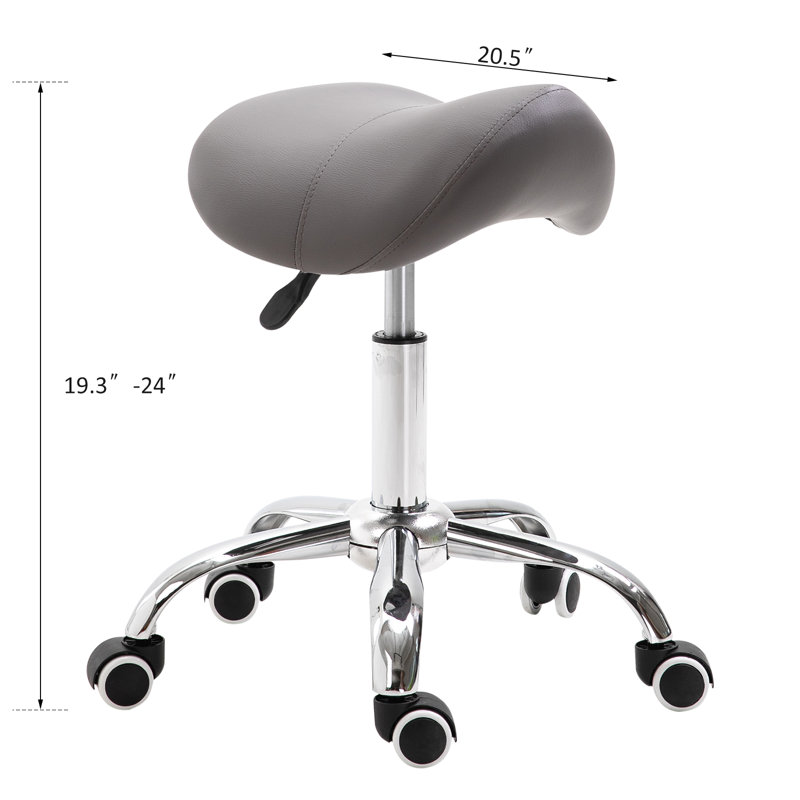 Gallardo Adjustable Height Lab Stool with Wheels, Grey