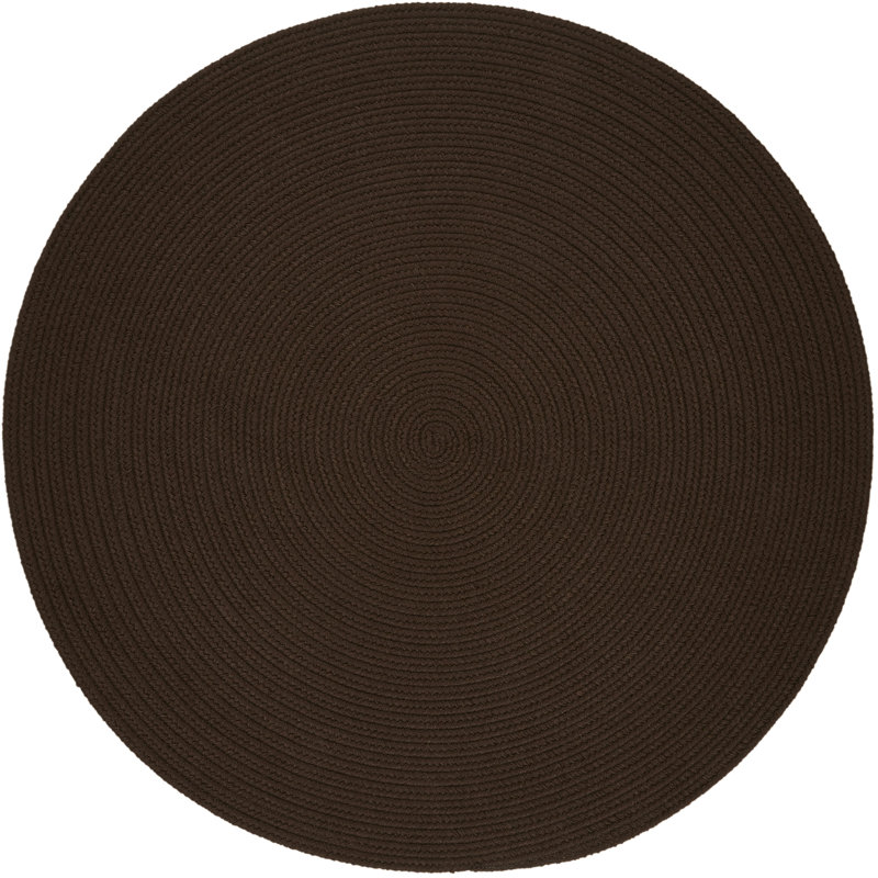 Tapis intérieur/extérieur brun foncé tressé fait main Smyth, Rond 6 pi