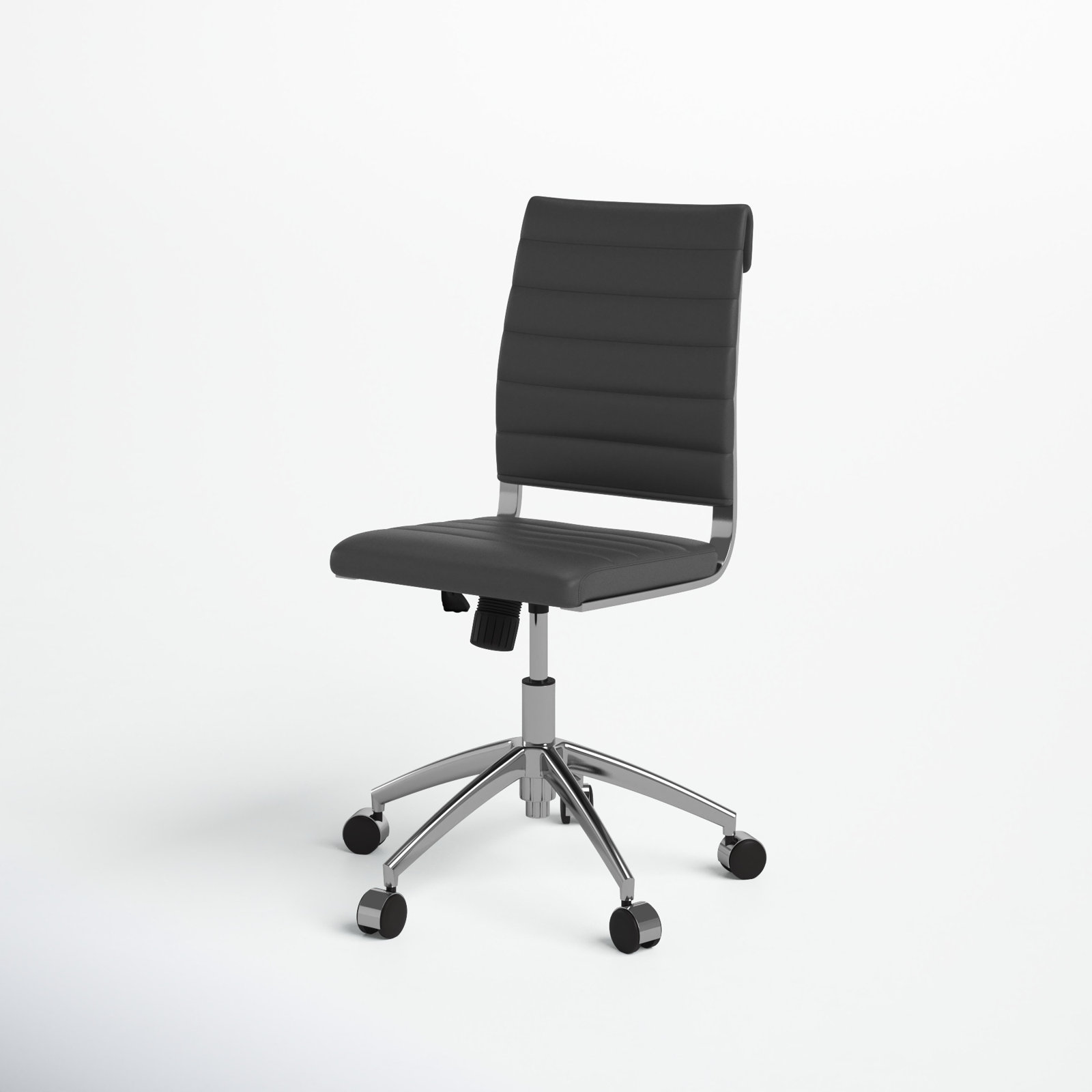 Rossie Swivel Office Chair, Gray Faux Leather, No
